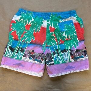 Vintage 80s  reversible Hawaiian print cotton shorts, used good condition